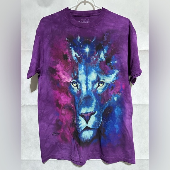 Rainforest Cafe Purple Tie Dye All Over Print T-Shirt Sz M Tiger Animals Nature - Picture 1 of 4
